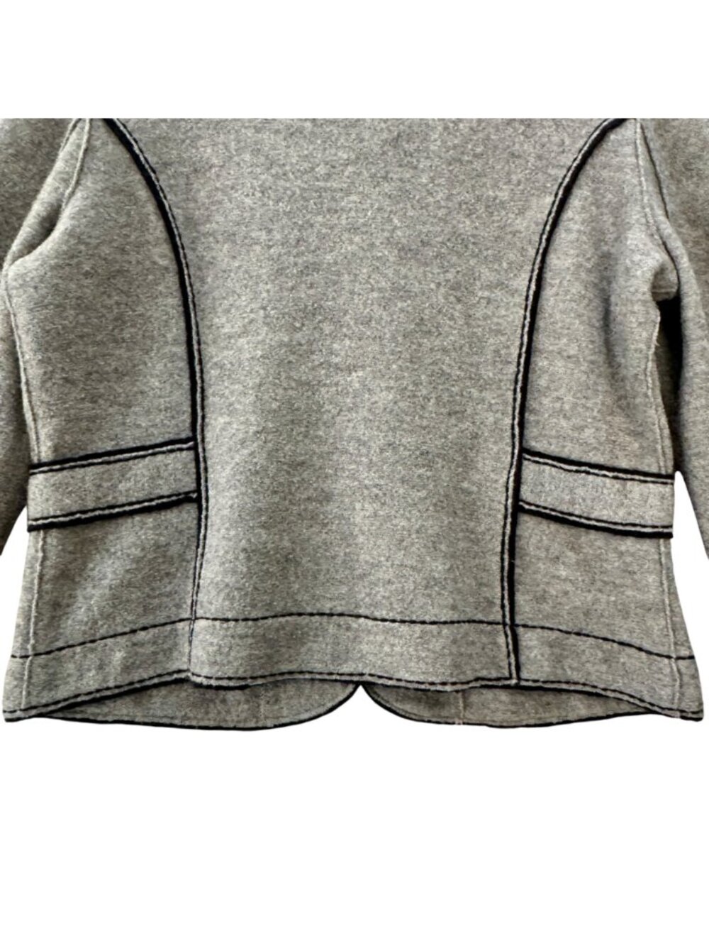 Talbot's Merino Wool Cardigan Jacket Medium Petite Grey Military Dark Academia - Picture 9 of 13